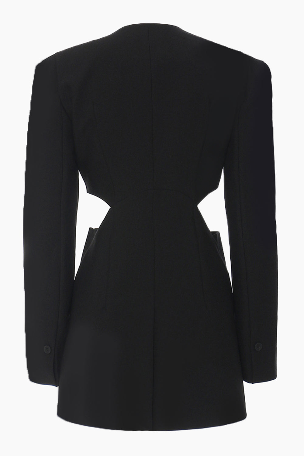 Blazer sin cuello negro Slim Fit Cut-out para mujer