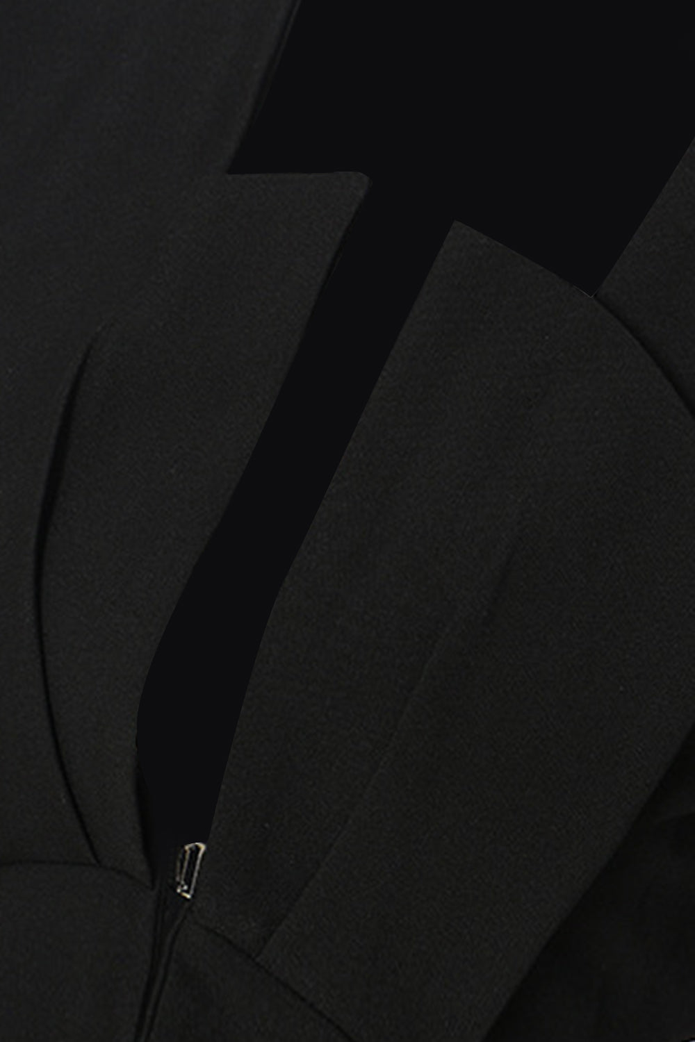 Blazer sin cuello negro Slim Fit Cut-out para mujer