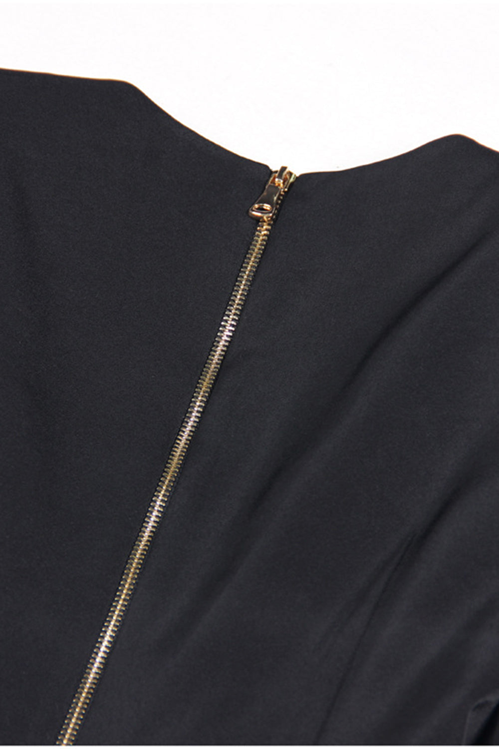 Blazer largo de mujer con escote en V negro y corte ajustado