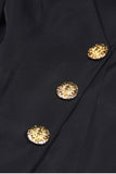 Blazer largo de mujer con escote en V negro y corte ajustado