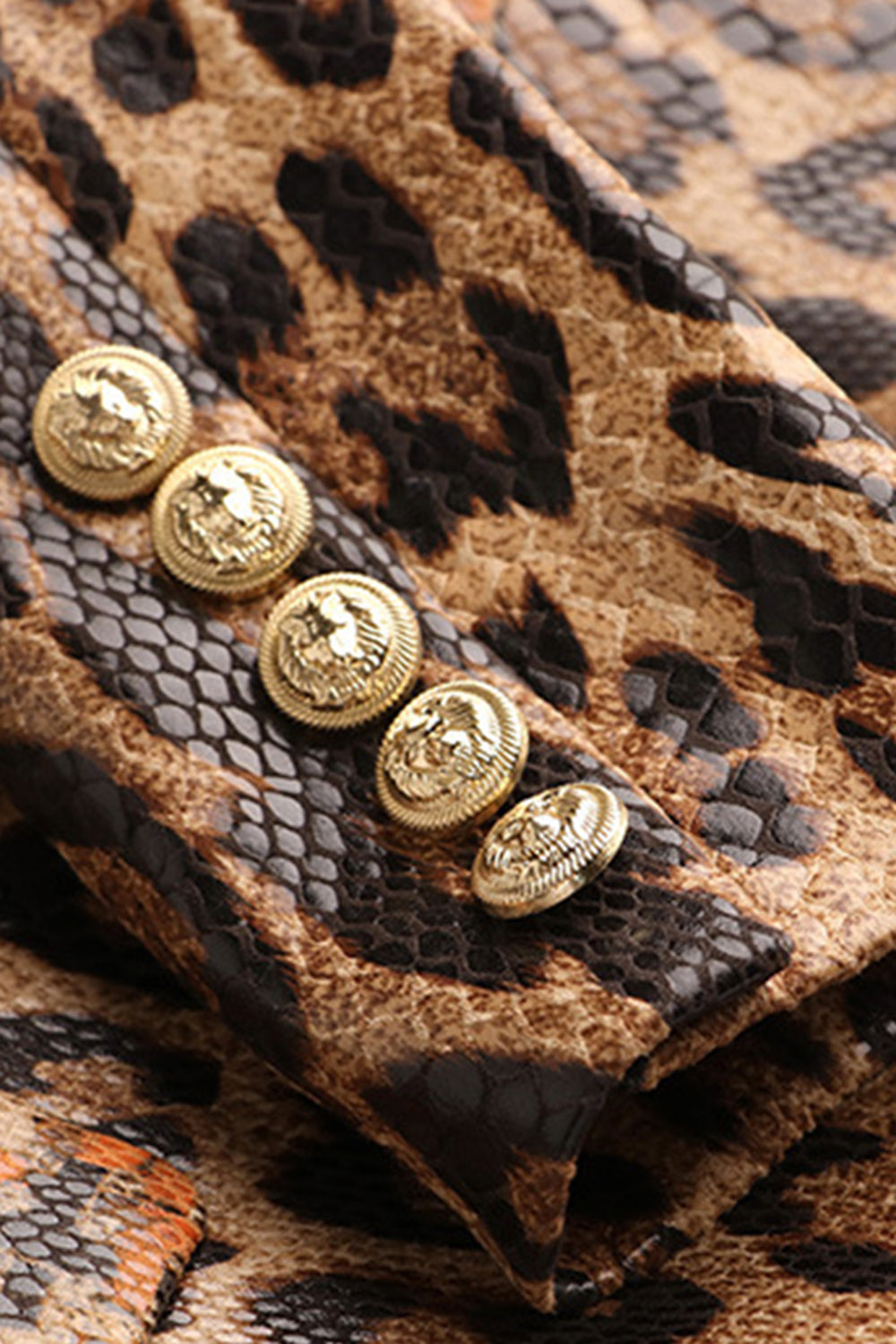 Blazer de manga larga con solapa de pico con estampado de leopardo para mujer