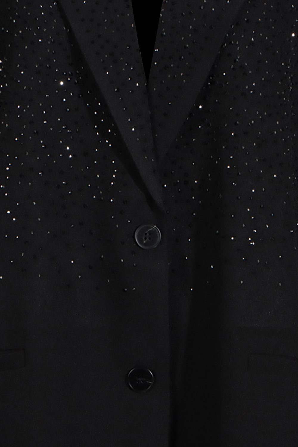 Blazer de mujer con solapa negra con muescas brillantes y abalorios