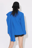 Blazer de mujer con solapa asimétrica con muescas en azul real