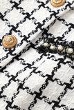 Mix Abrigo de Mujer Grid Peak Solapel Negro con perla