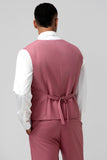 Solapa con muescas Coral Botonadura simple 3 piezas Trajes de fiesta para hombre