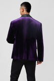 Blazer de fiesta para hombre con solapa de chal morado oscuro con un botón