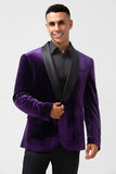 Blazer de fiesta para hombre con solapa de chal morado oscuro con un botón