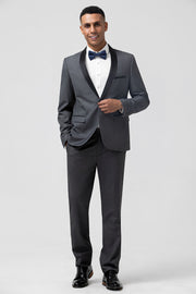 Chal gris Laper One Button 2 piezas Trajes de novio hombre