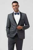 Chal gris Laper One Button 2 piezas Trajes de novio hombre