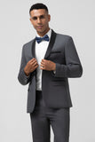 Chal gris Laper One Button 2 piezas Trajes de novio hombre