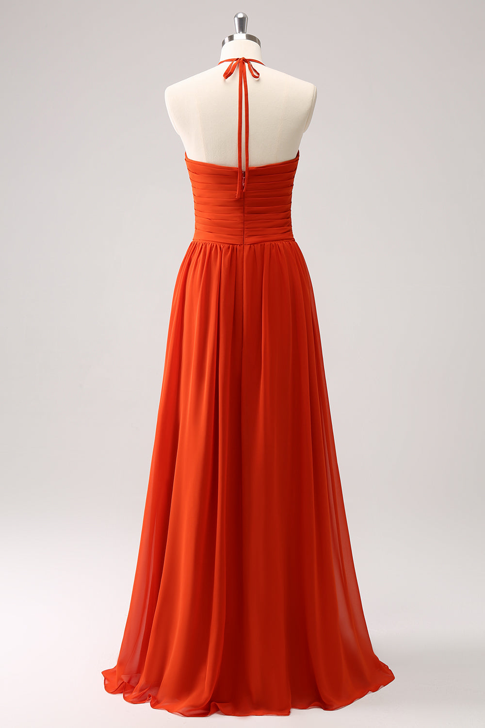 Vestido largo de dama de honor halter halter naranja