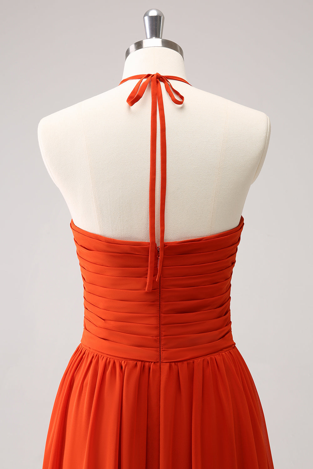 Vestido largo de dama de honor halter halter naranja
