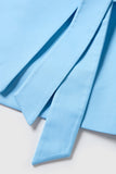 Trajes de mujer de 2 piezas con solapa de pico azul con cinturón