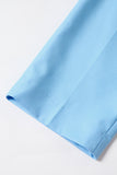Trajes de mujer de 2 piezas con solapa de pico azul con cinturón