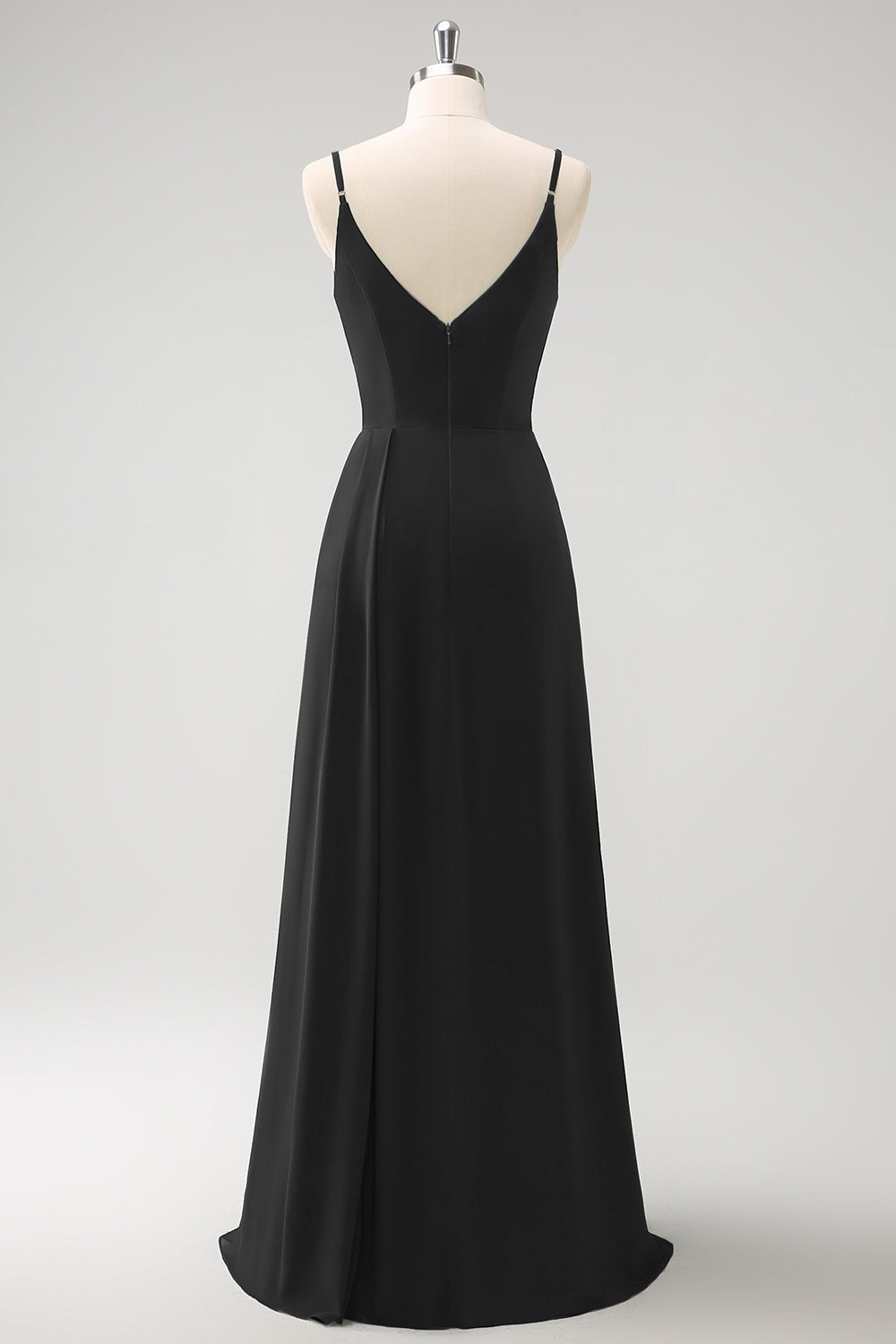 Vestido largo de dama de honor con tirantes de espagueti verde oscuro Ruche con abertura