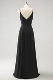 Vestido largo de dama de honor con tirantes de espagueti verde oscuro Ruche con abertura