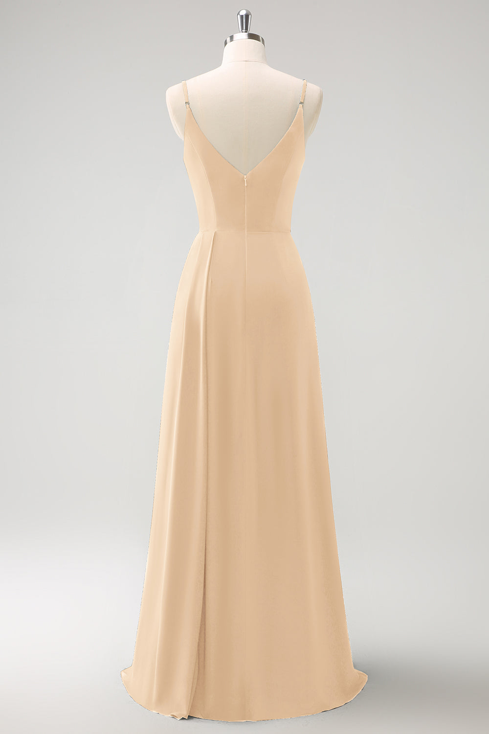 Vestido largo de dama de honor con tirantes de espagueti verde oscuro Ruche con abertura