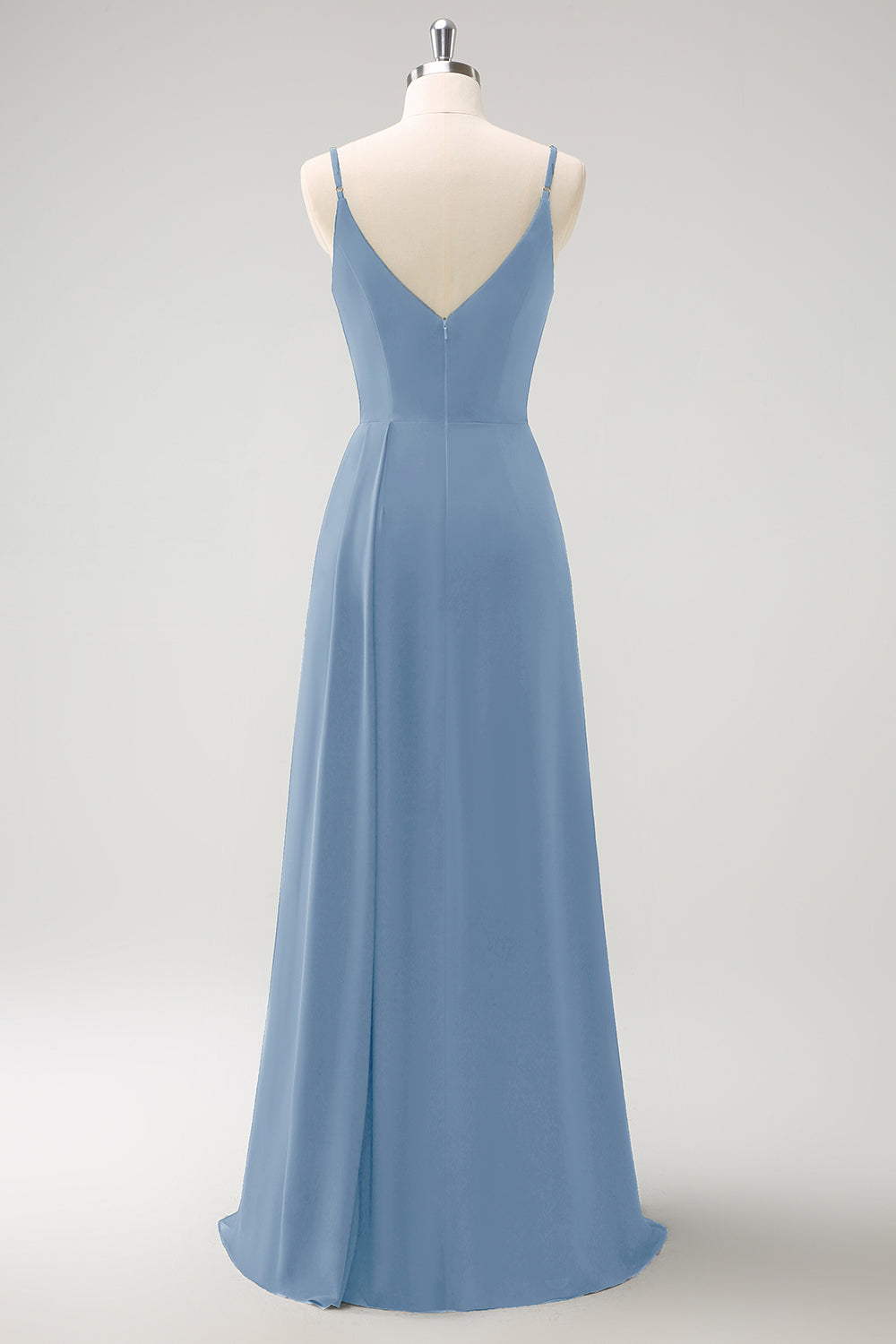 Vestido largo de dama de honor con tirantes de espagueti verde oscuro Ruche con abertura