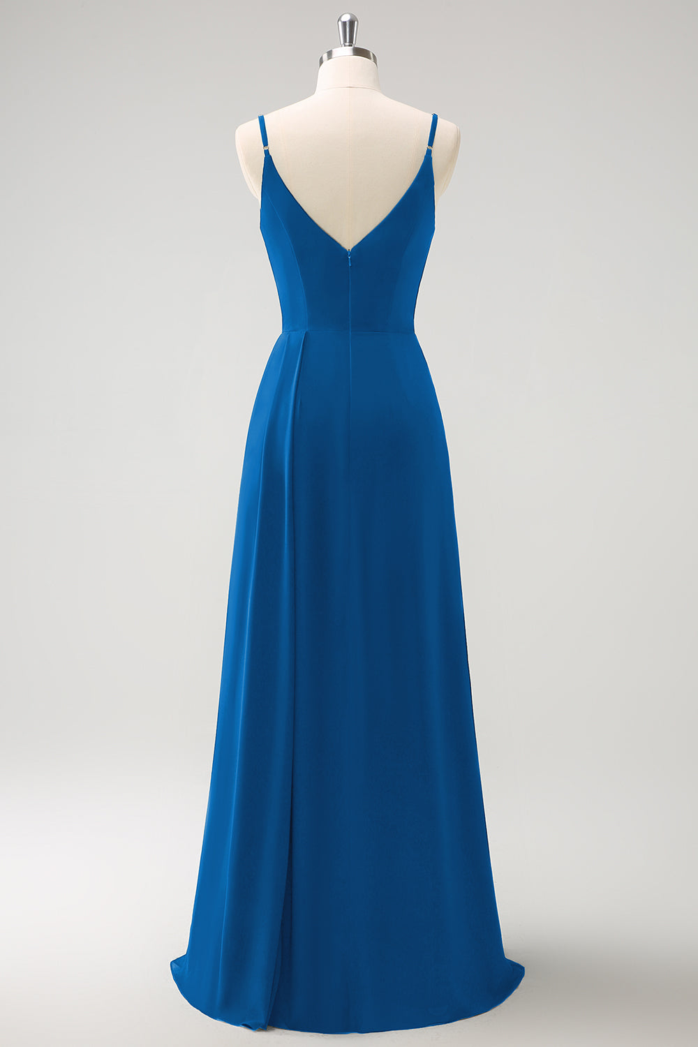 Vestido largo de dama de honor con tirantes de espagueti verde oscuro Ruche con abertura
