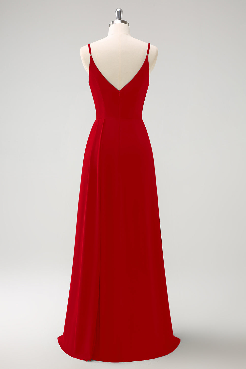 Vestido largo de dama de honor con tirantes de espagueti verde oscuro Ruche con abertura