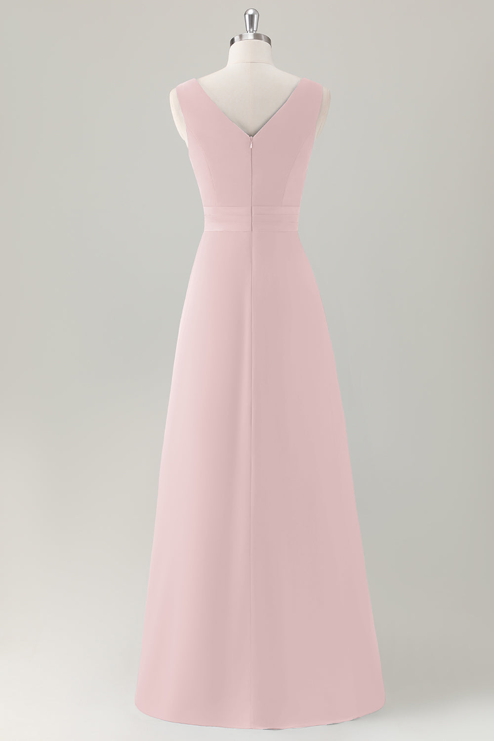 Vestido de dama de honor largo con volantes en línea A azul oscuro con abertura