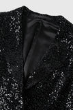 Blazer de mangas largas negras con lentejuelas brillantes