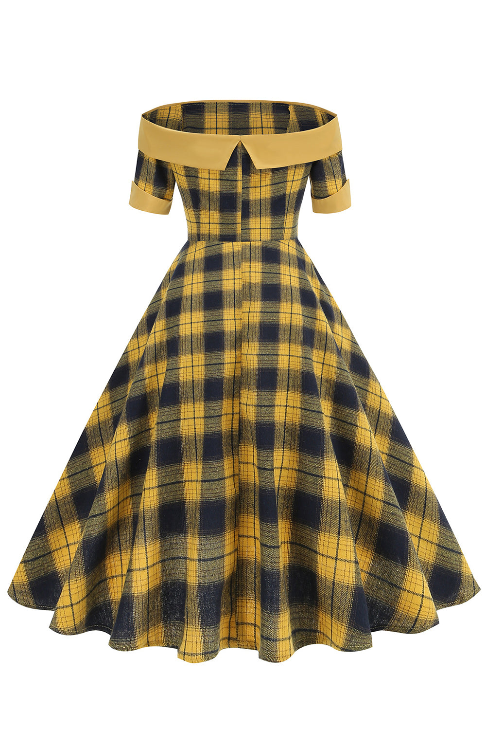 Vestido vintage de la década de 1950 con rejilla verde con hombros descubiertos