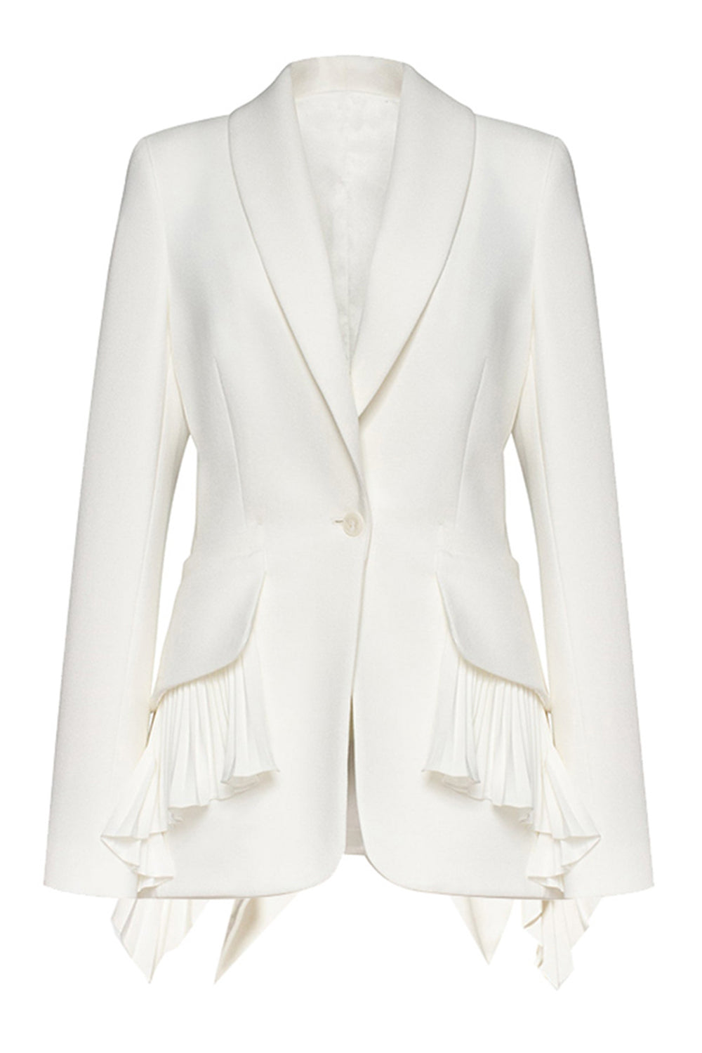 Blazer de mujer con volantes chal de manga larga negro con solapa