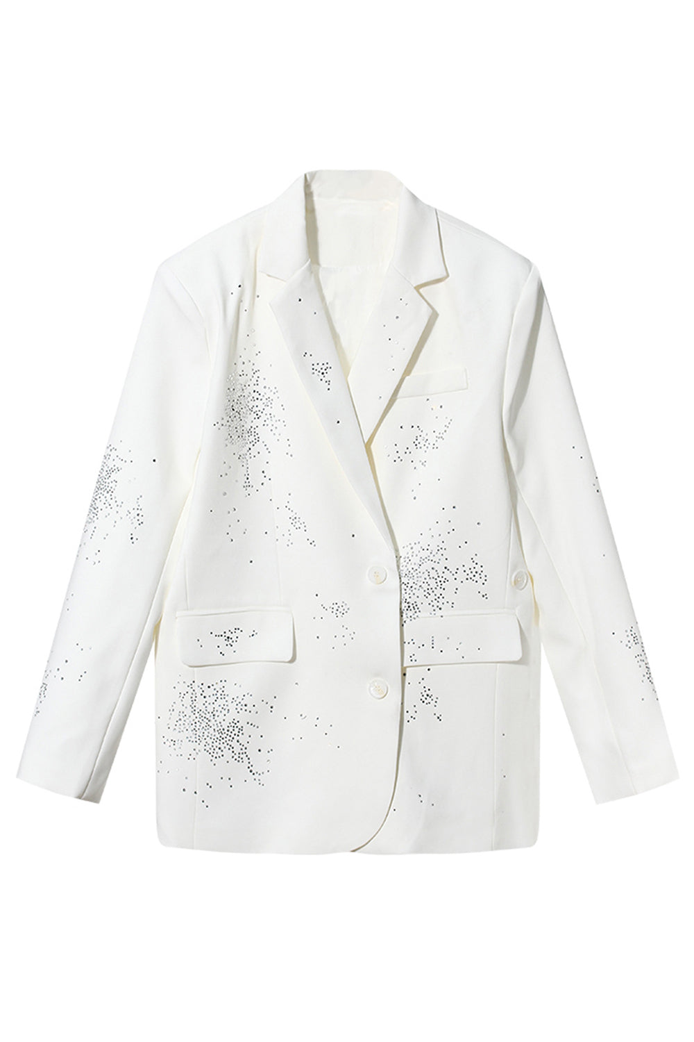 Blazer de solapa negra con muescas con cuentas brillantes