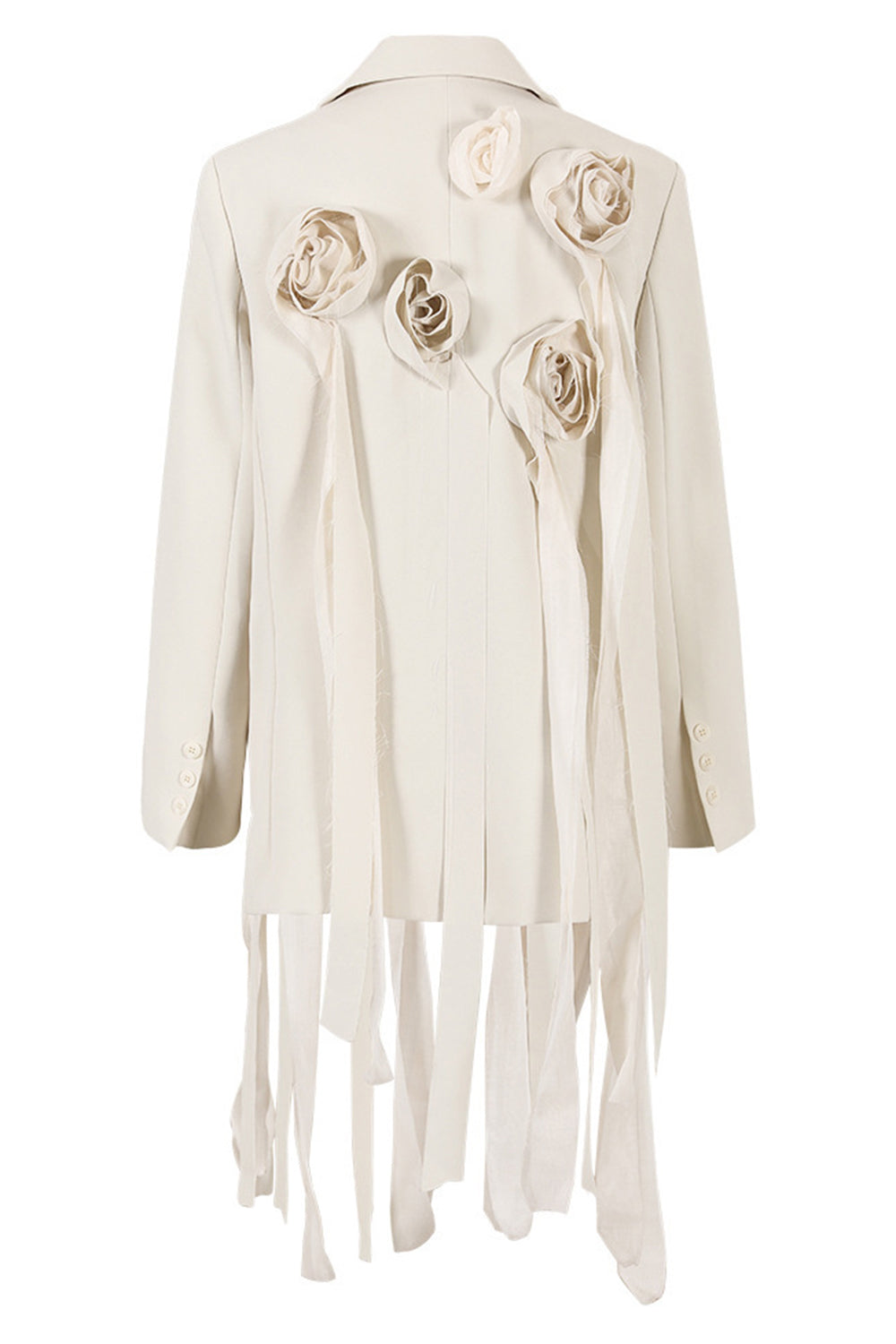 Blazer largo irregular floral marfil para mujer