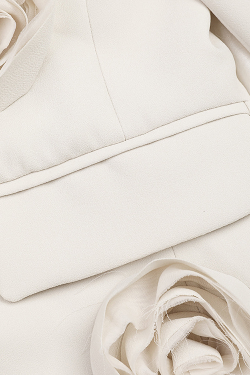 Blazer largo irregular floral marfil para mujer