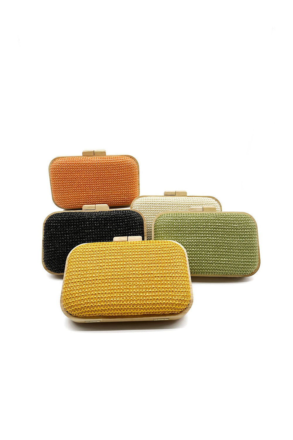 Bolso de mano de madera amarillo hecho a mano