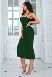 Vestido de fiesta largo con correas de espagueti de sirena verde oscuro