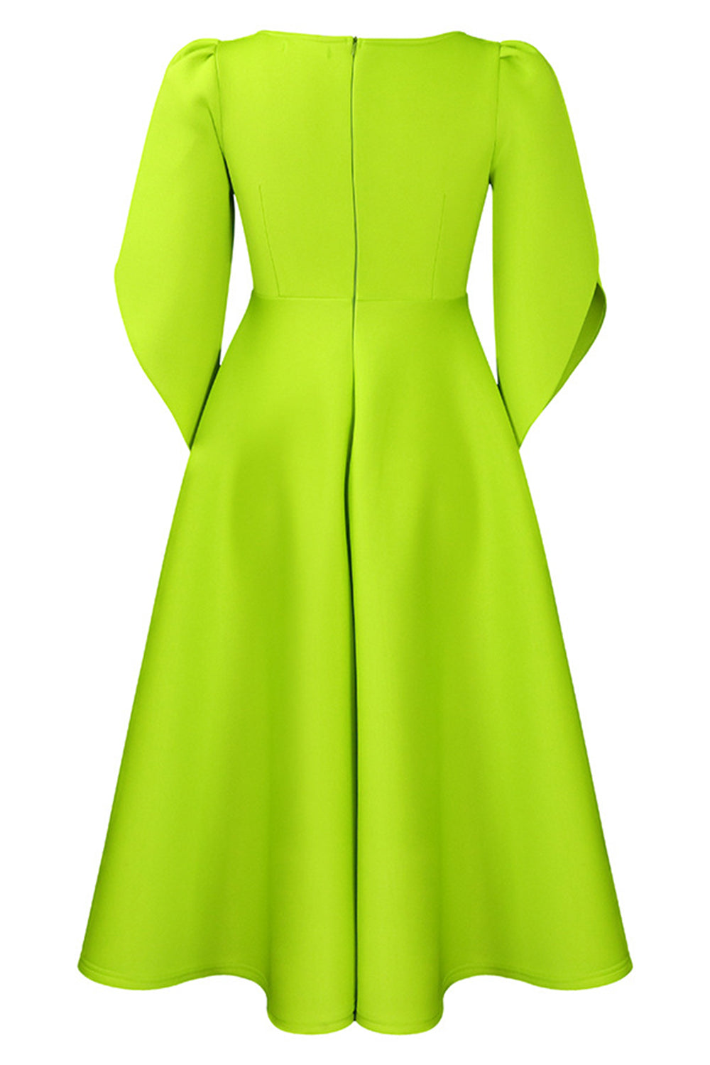 Moda Elegante Azul Real Una Línea Vestido Swing Sólido con Medias Mangas