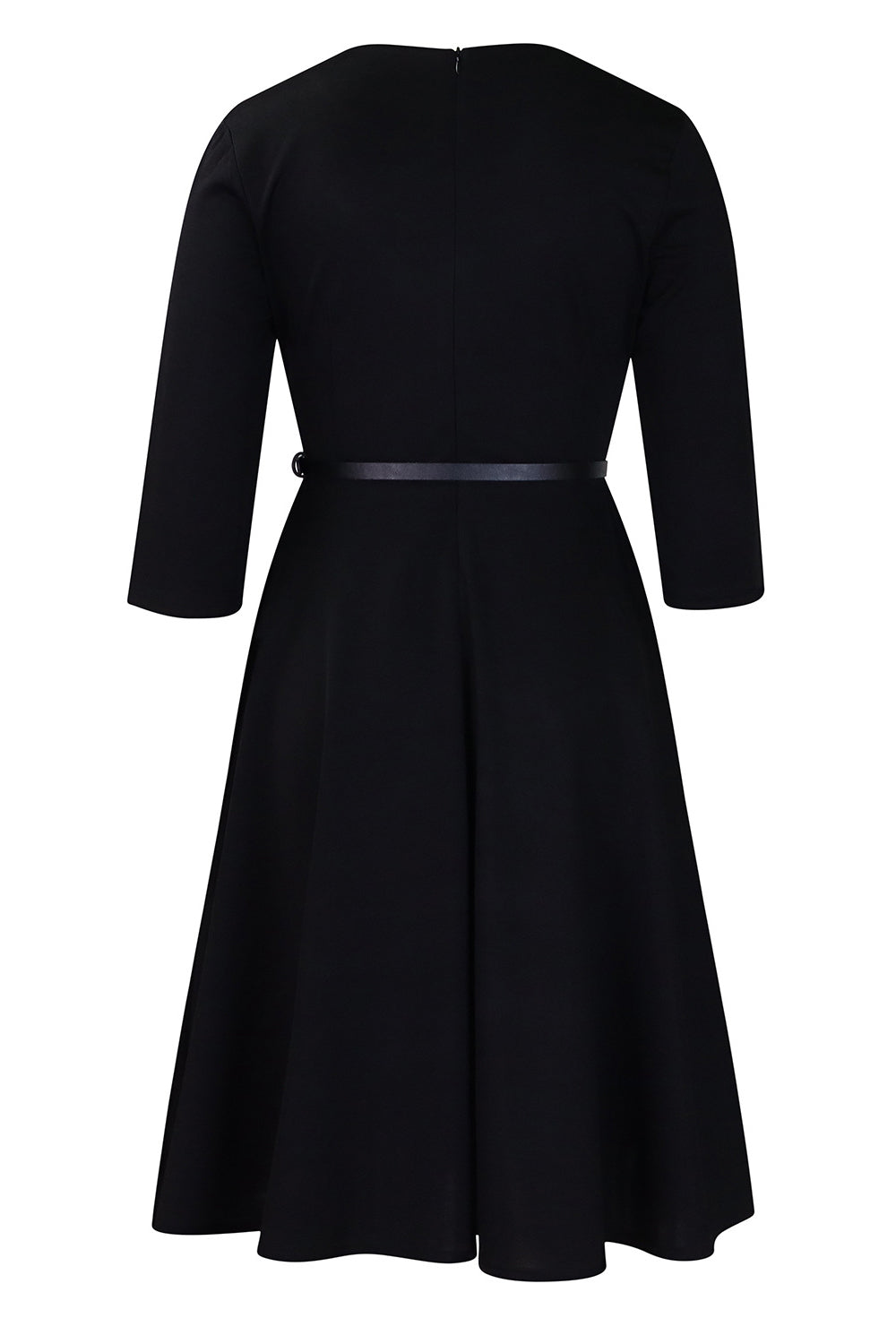Vestido de cóctel de manga larga con solapa A Line azul gris
