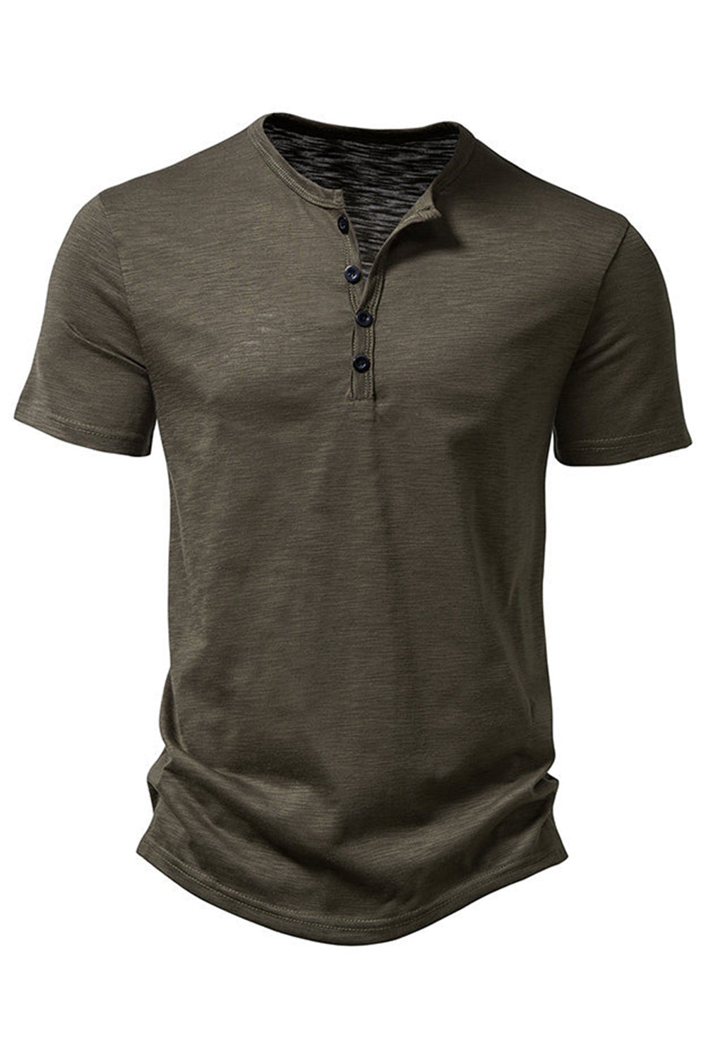 Polo de hombre caqui de cuello redondo regular fit con botón