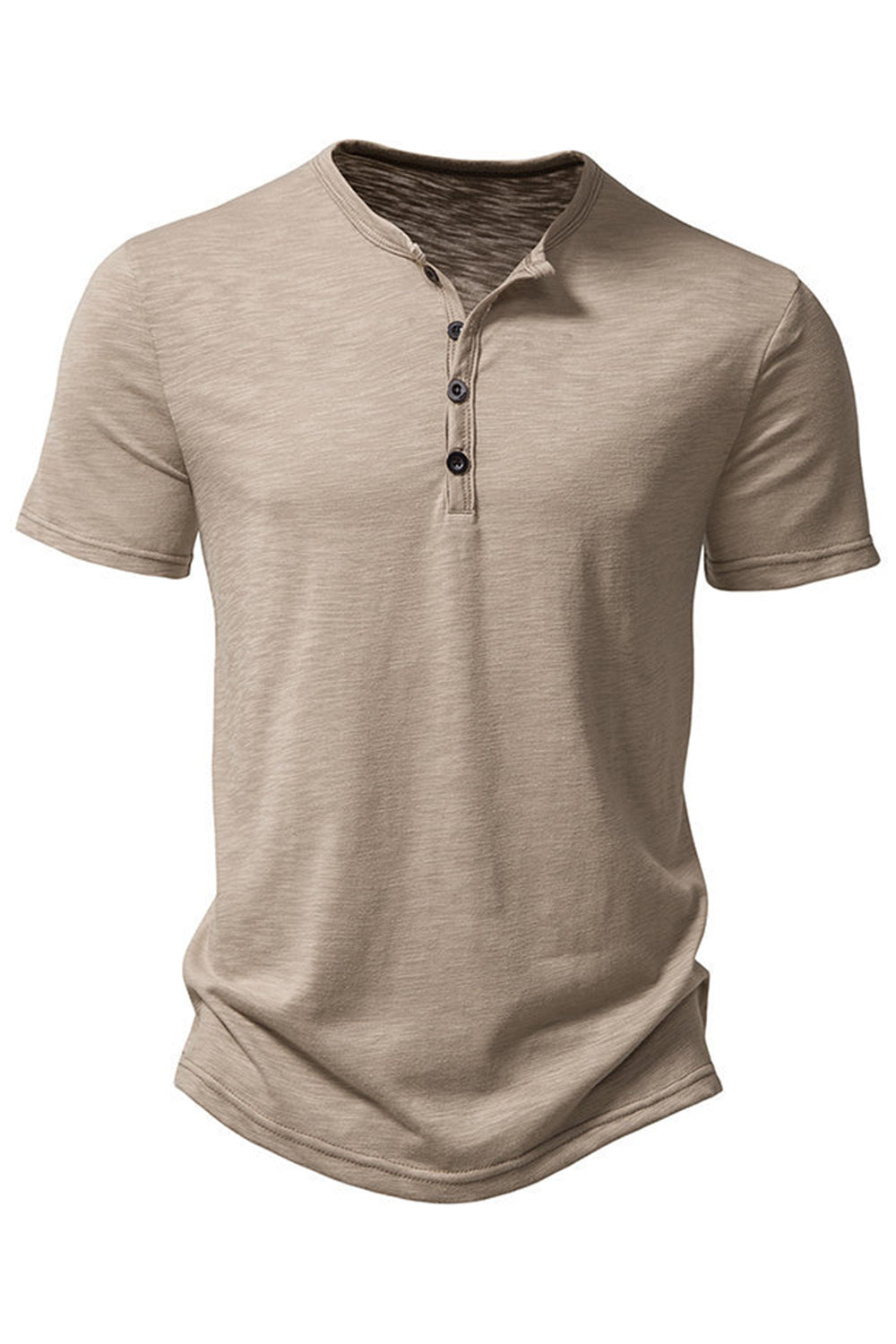 Polo de hombre caqui de cuello redondo regular fit con botón