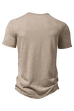 Polo de hombre caqui de cuello redondo regular fit con botón