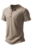 Polo de hombre caqui de cuello redondo regular fit con botón
