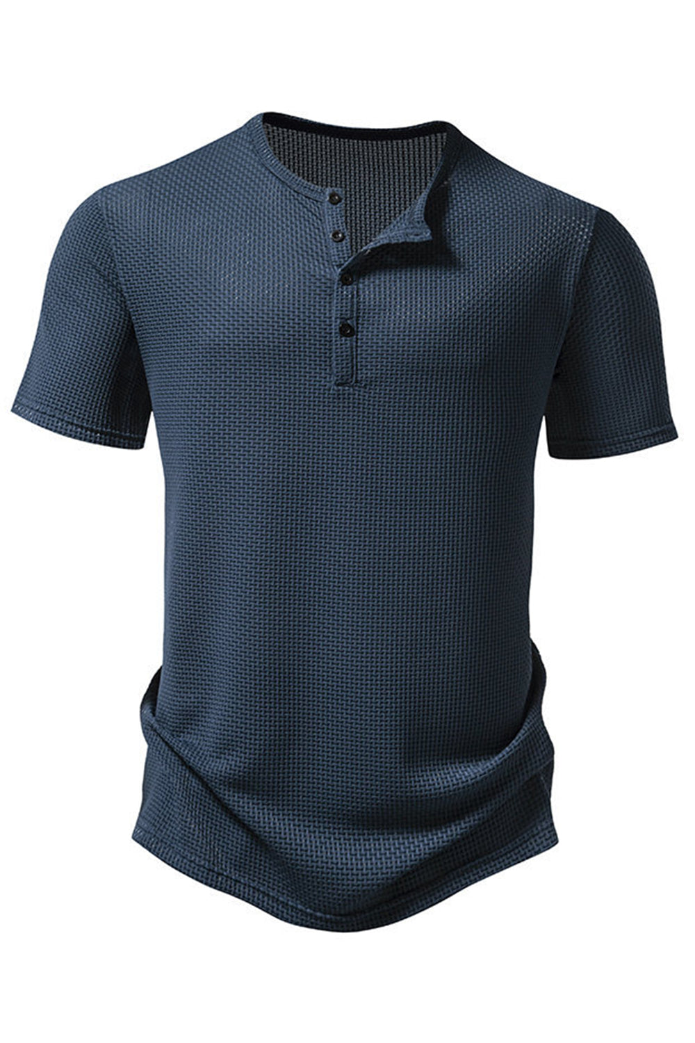 Polo casual para hombre waffle de manga corta blanco