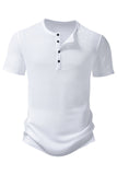 Polo casual para hombre waffle de manga corta blanco