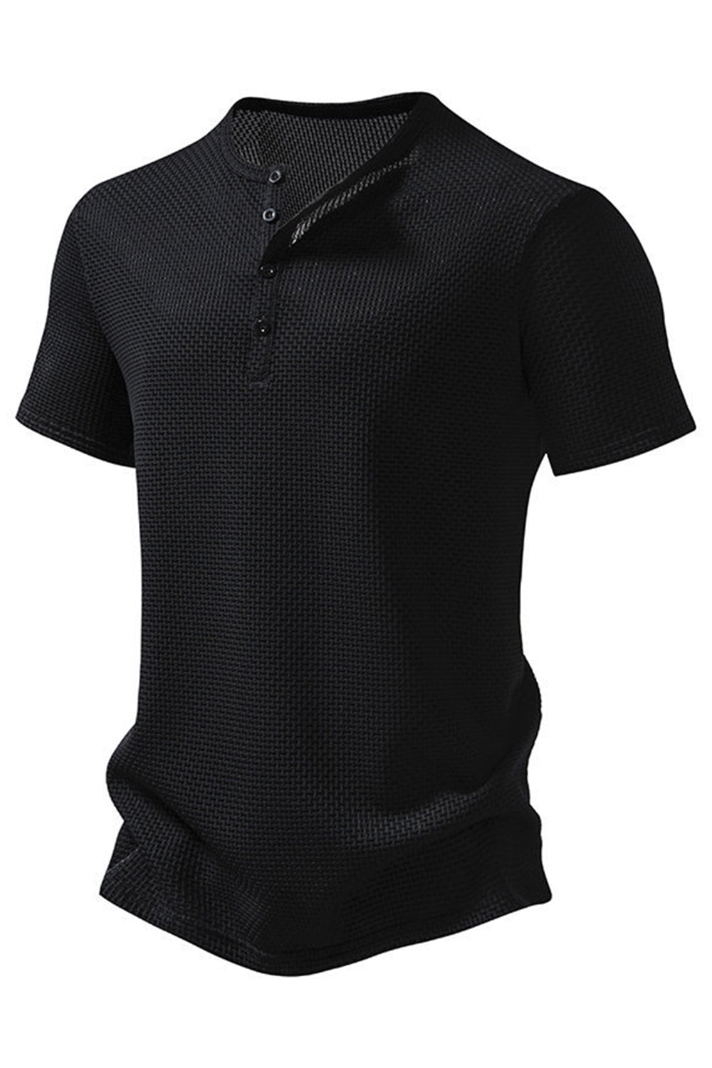 Polo casual para hombre waffle de manga corta blanco