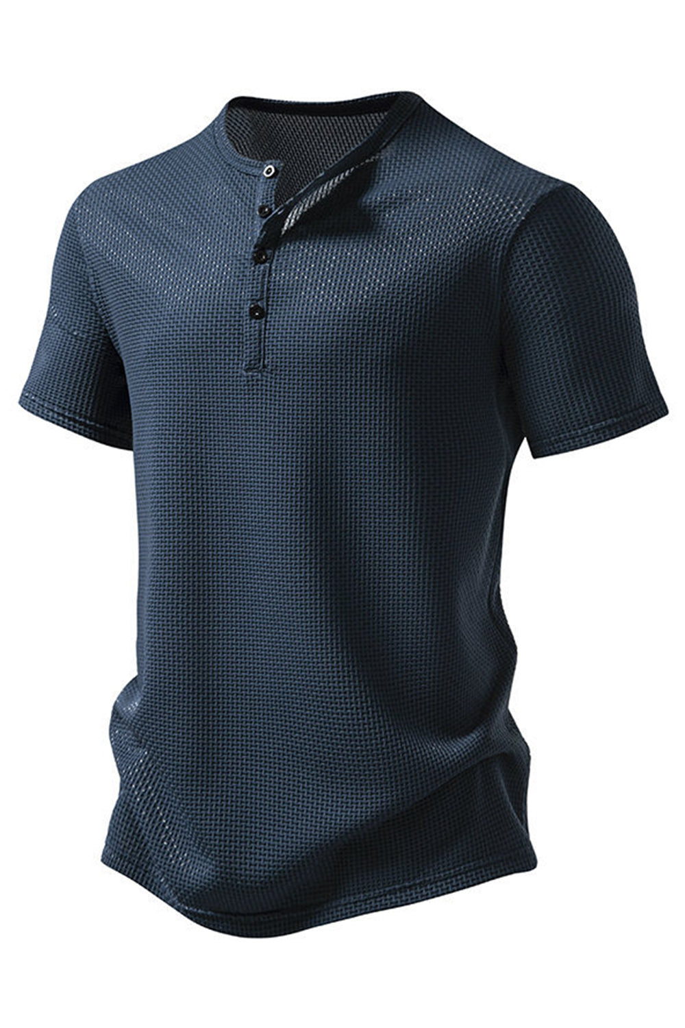 Polo casual para hombre waffle de manga corta blanco