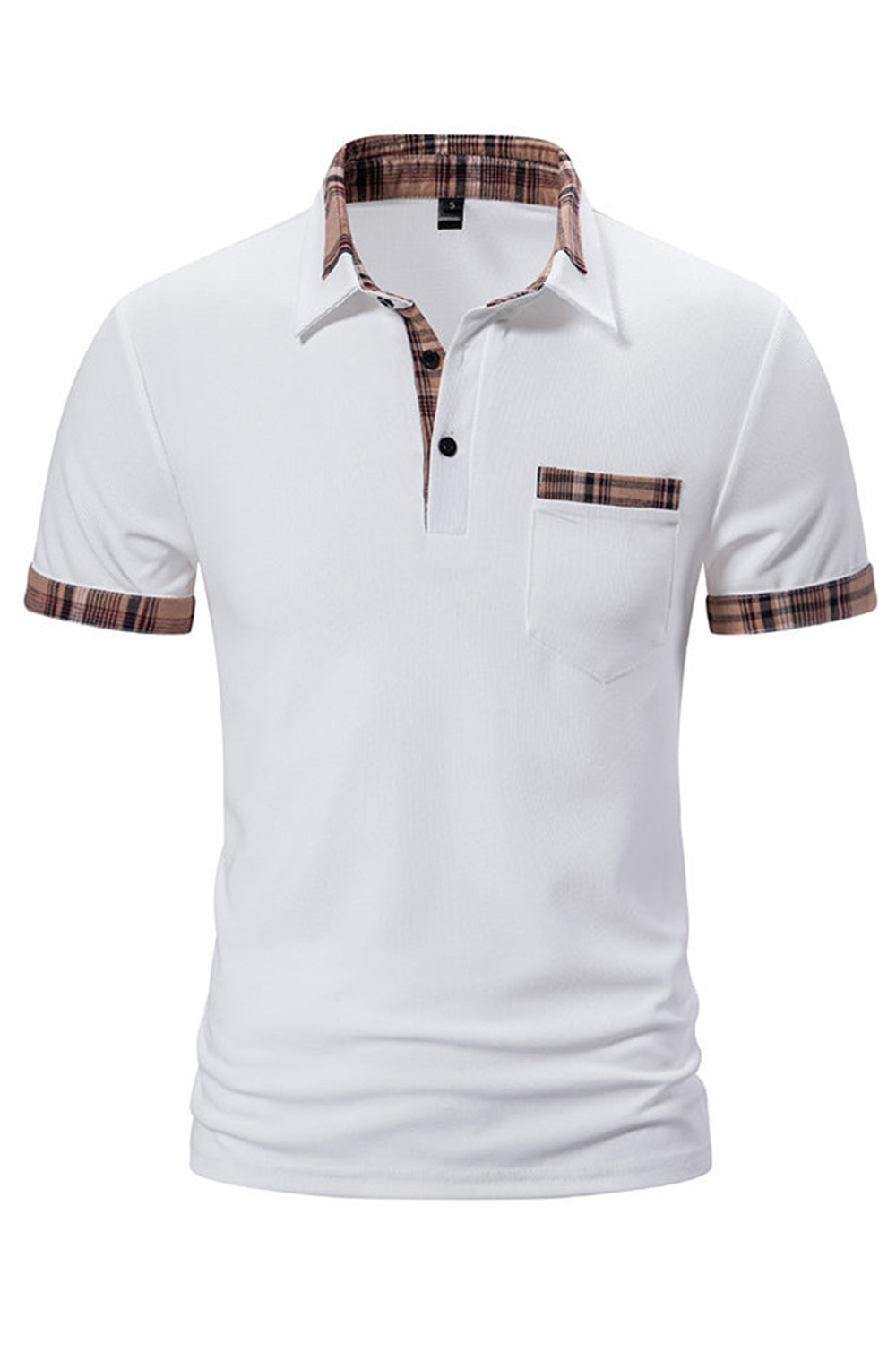 Polo casual de hombre de manga corta de algodón blanco