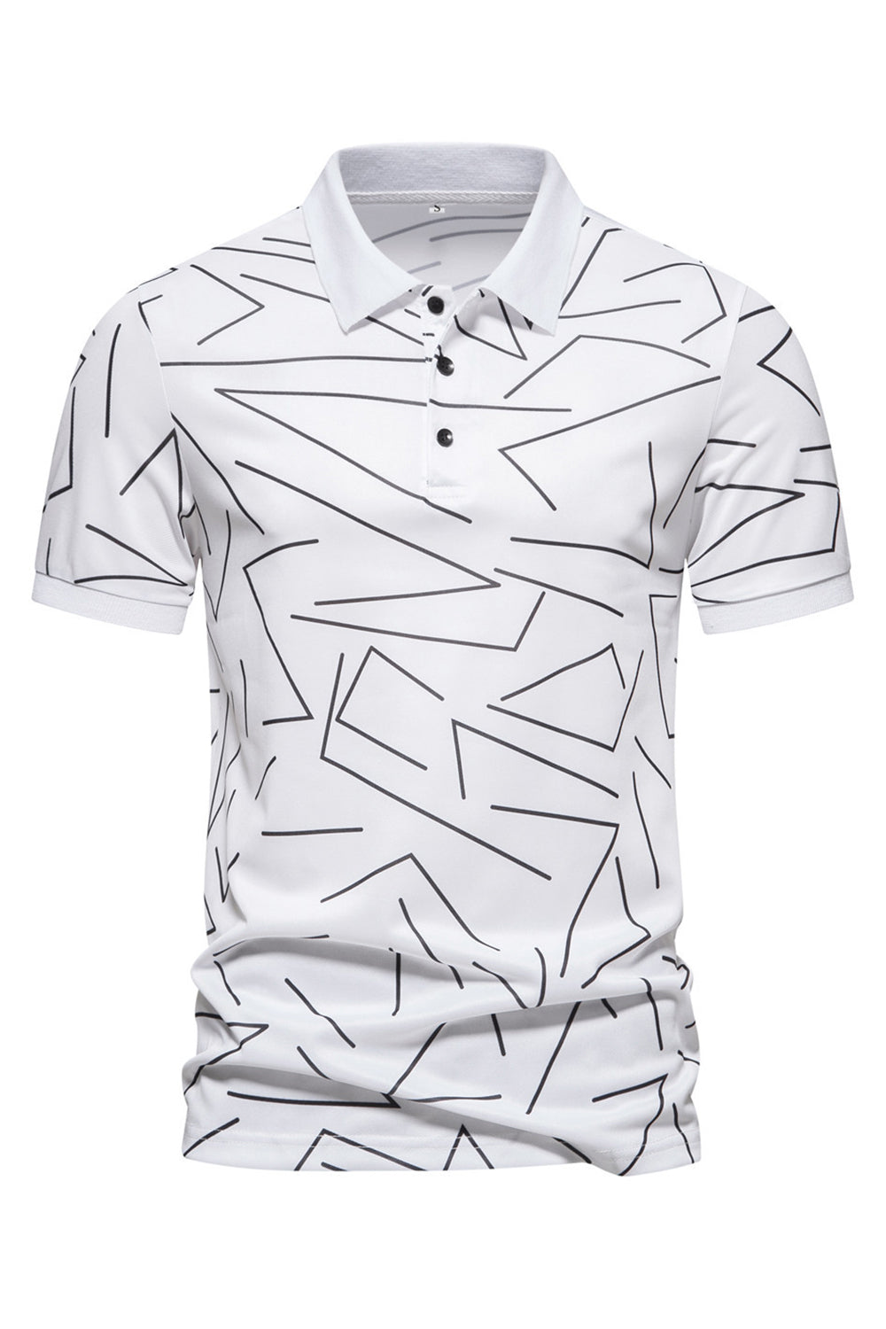 Polo de hombre de manga corta con estampado de estampado blanco