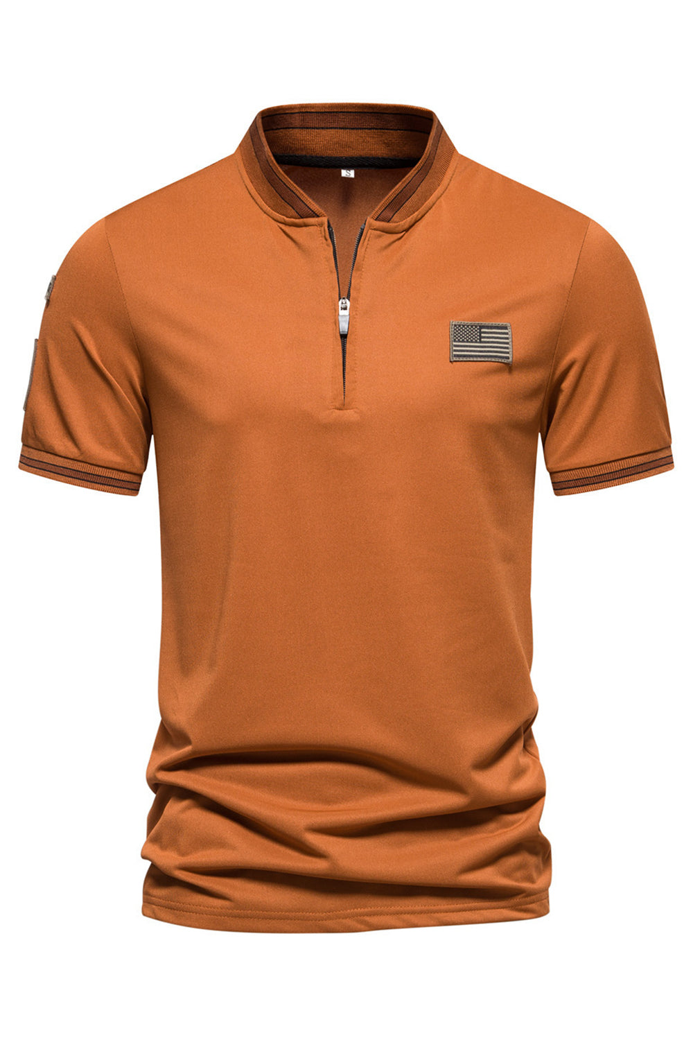 Polo de hombre azul marino de manga corta con cremallera y algodón