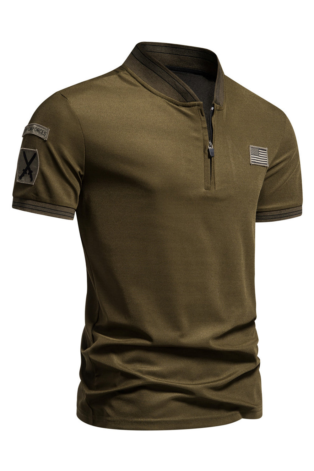 Polo de hombre azul marino de manga corta con cremallera y algodón