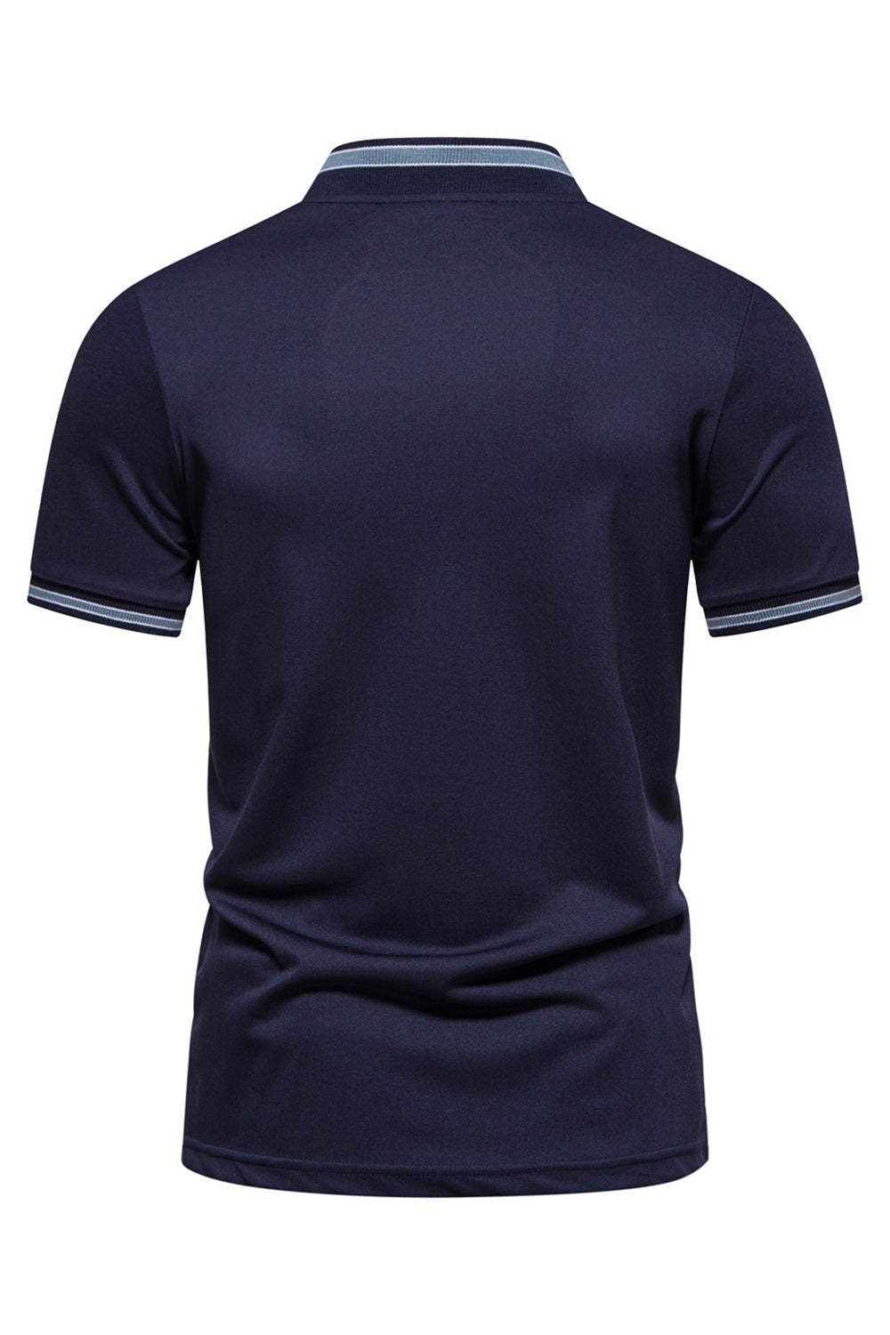 Polo de hombre azul marino de manga corta con cremallera y algodón