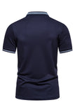 Polo de hombre azul marino de manga corta con cremallera y algodón