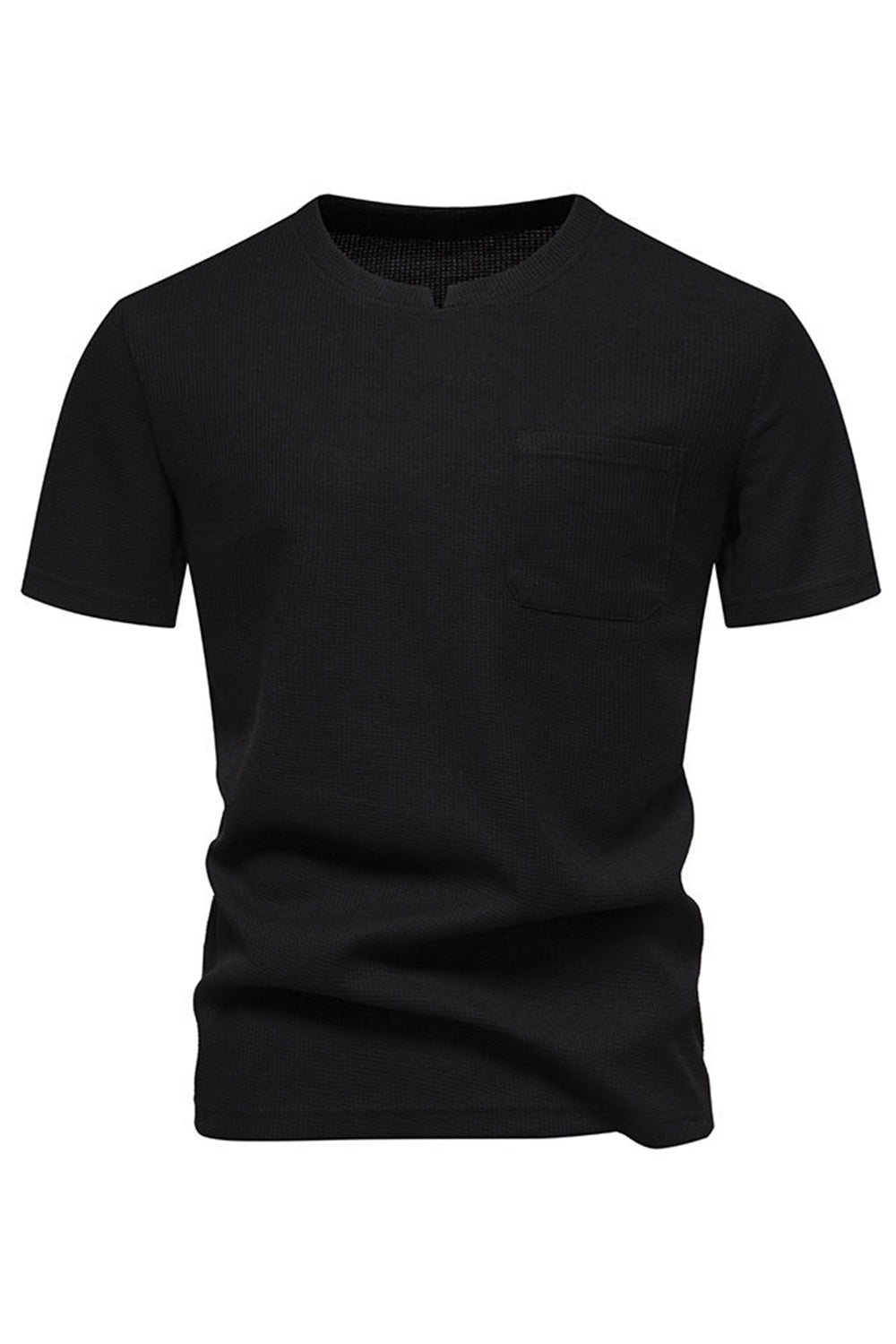 Camisa de punto blanco de algodón y cuello redondo de manga corta para hombre